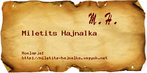 Miletits Hajnalka névjegykártya
